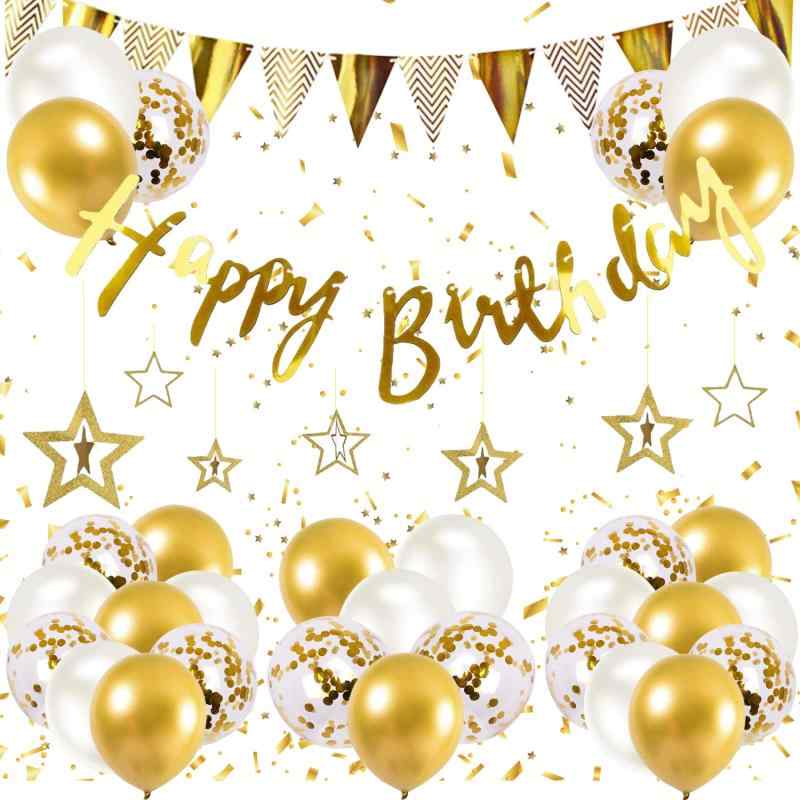 Rakuten - EXGOX 誕生日 ローズゴールド 風船 飾り付け セット パーティー バルーン ハッピーバースデー Happy Birthday