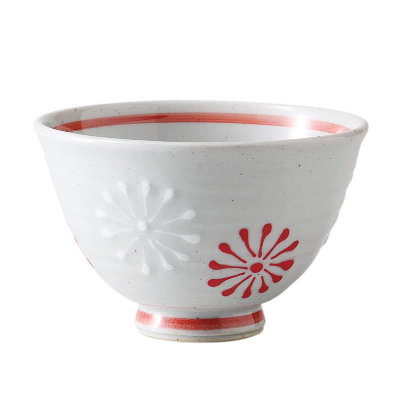 波佐見焼 軽量お茶碗 飯碗 小 花一珍 赤 日本製 74016