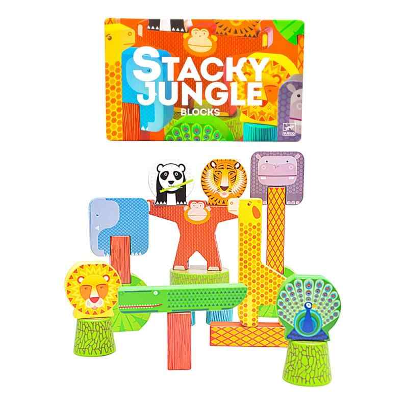 DJECO ジェコ スタッキー ジャングル 積み木 木製 つみき 重ねる 動物 ブロック バランスゲーム 知育玩具 1歳 2歳 3歳 男の子 女の子 幼児 赤ちゃん 出産祝い プレゼント ギフト おもちゃ 子供