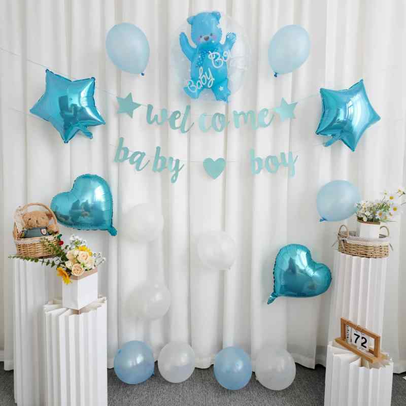 ベビーシャワー バルーン 飾り セット welcome baby boy バルーン 風船 ガーランド 飾り付け セット かわいい 出産お祝い 男の子 クマ くま Boy Baby Shower デコレーション 赤ちゃん ベビー ベイビー