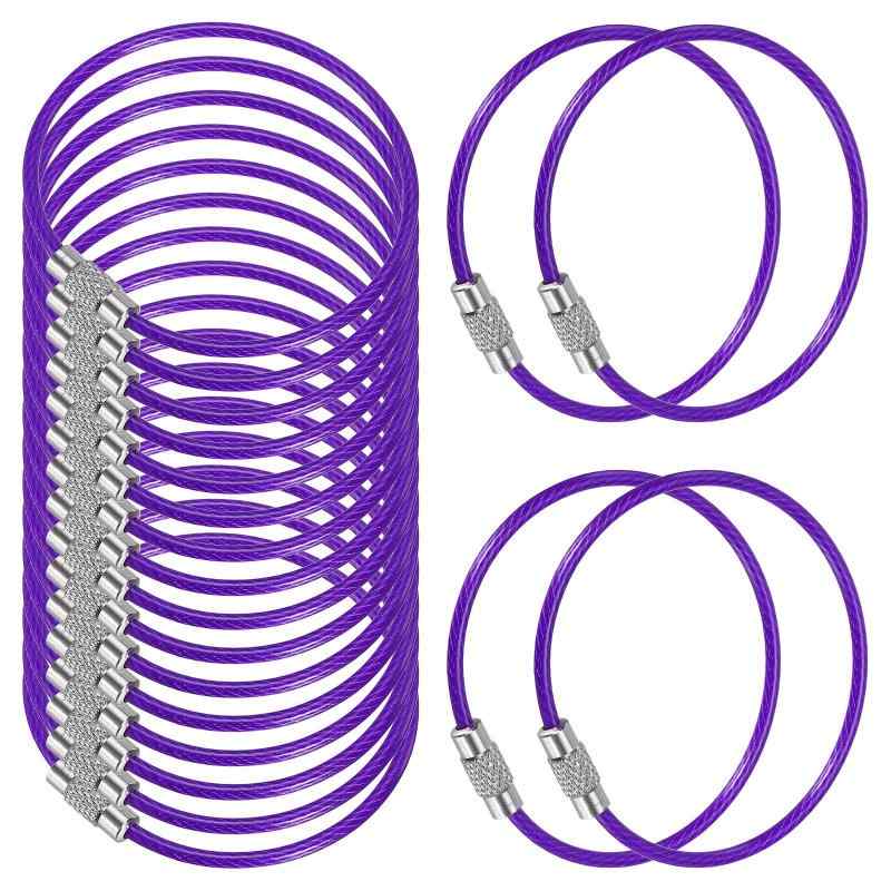 [PATIKIL] ワイヤーキーホルダー ネジ式 ステンレス製 ワイヤーキーリング 金具 鍵...