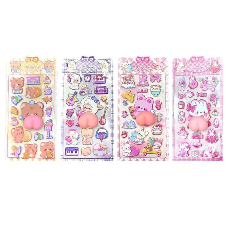【2026ステッカー】 ぷにぷに おしり 3D 立体 シール 癒し系 キャラクター ゆるキャラ かわいい くま ひつじ うさぎ スマホ デコ 衝撃保護 傷隠し ストレス解消 触感 ギフト プレゼント 人気 inasuteppu-10236773 イナノカショップ パッケージ画像