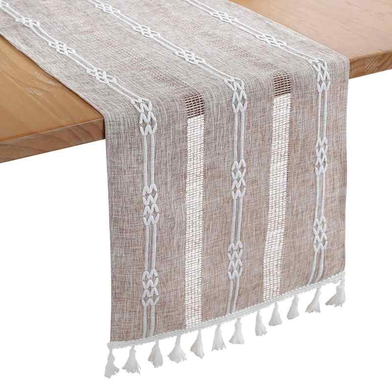 Table Runners - Bigqin テーブルランナー 183 x 33cm 綿麻製 食卓飾り テーブルクロス タッセル付き おしゃれ北欧風