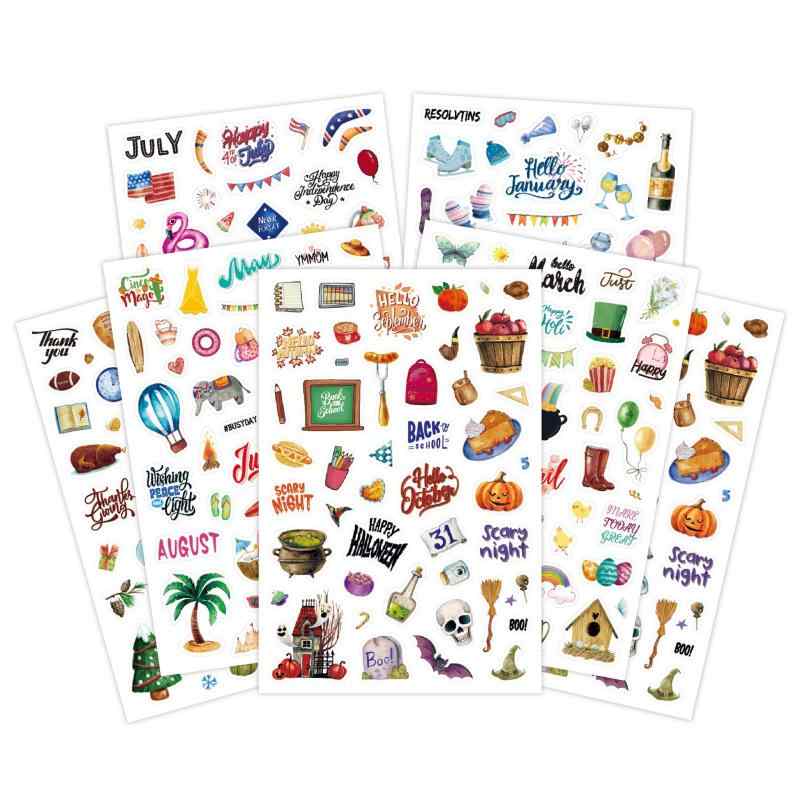 6枚セット」シール 装飾用 DIY 手帳デコ、日記、カレンダー、スマホデコ、アルバム作成、お子様のご褒美シール、プチギフト 女の子 男の子