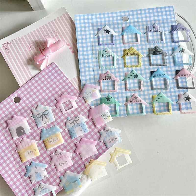 3D 立体シール ぷにぷに ぷくぷく ピンクとブルーの小さな家 手帳用 DIY装飾用 ごほうびシール 子供 女の子 大人用 2パック inasuteppu-10237074 イナノカショップ パッケージ画像