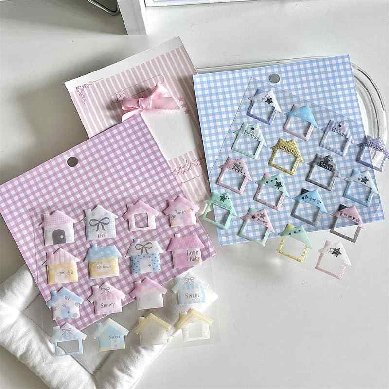 3D 立体シール ぷにぷに ぷくぷく ピンクとブルーの小さな家 手帳用 DIY装飾用 ごほうびシール 子供 女の子 大人用 2パック inasuteppu-10237074 イナノカショップ サンプル画像3