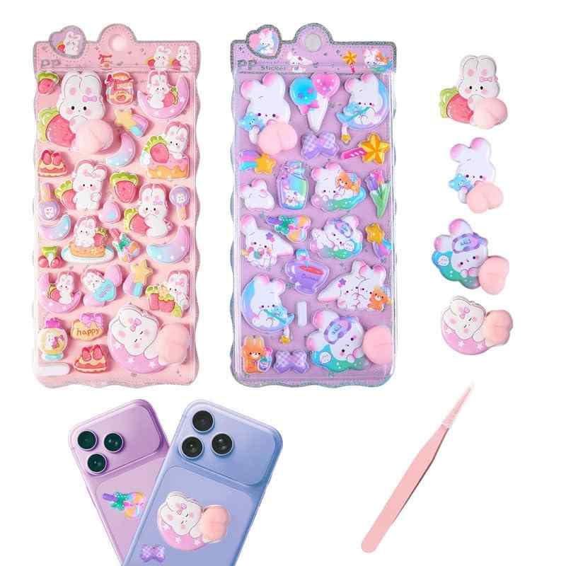 CAVENDIXU【2026 新型】ぷにぷに 3D 立体シール 動物の後ろ姿 肉球デザイン スクイーズ ご褒美シール パステルカラー 無糊残り 手帳デコ スマホケース 子供 女の子 ギフト inasuteppu-10252117 イナノカショップ サンプル画像3