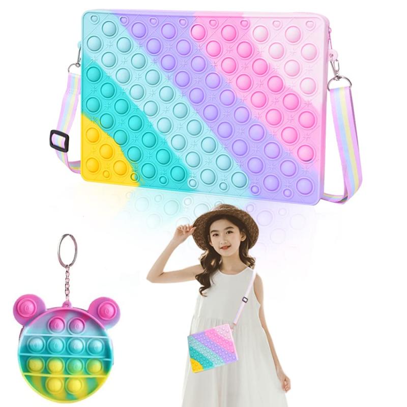 樂天商城 - プッシュポップ ショルダーバッグ スクイーズ玩具 子供 財布 肩掛け バッグ ストレス解消グッズ 減圧グッズ 斜めがけバッグ バブル 軽量 可愛い 小銭入れ 小物収納 誕生日 クリスマス プレ