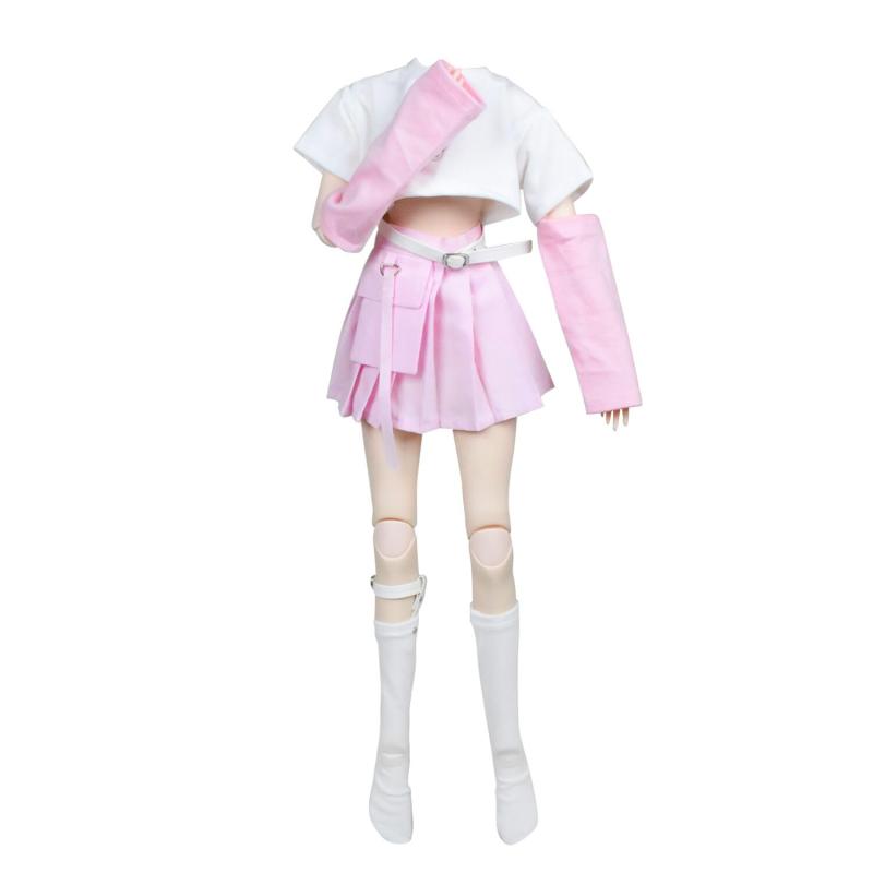 EVA BJD 1/3 BJD Doll Clothes 1/3 BJD子供服 60 cmおしゃれドールセット22インチ-24インチ球形SD人形 白い衛衣 ピンクのスカート ストッキング本