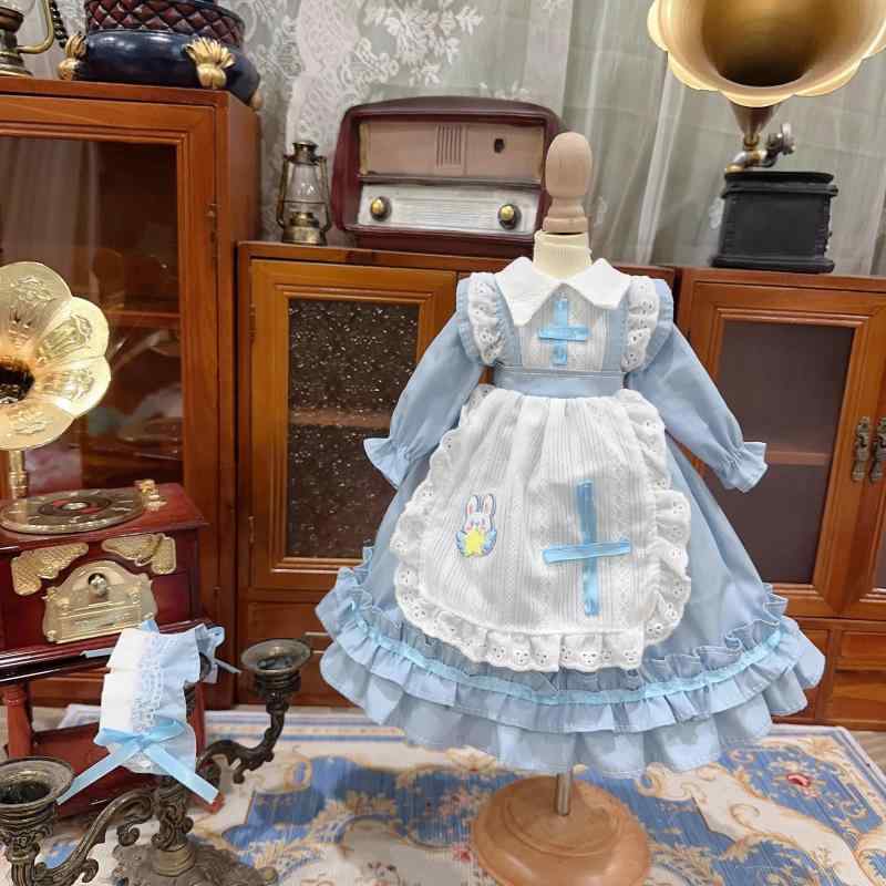 HAMRETHYPPZ 1/4 1/6 1/3 BJD 球体関節人形 ドレス ドール コスチューム 人形メイド服 球体関節人形着せ替え ドールドレス プリンセスドレス、水色のプリンセススカート、かわいいメイドスカート