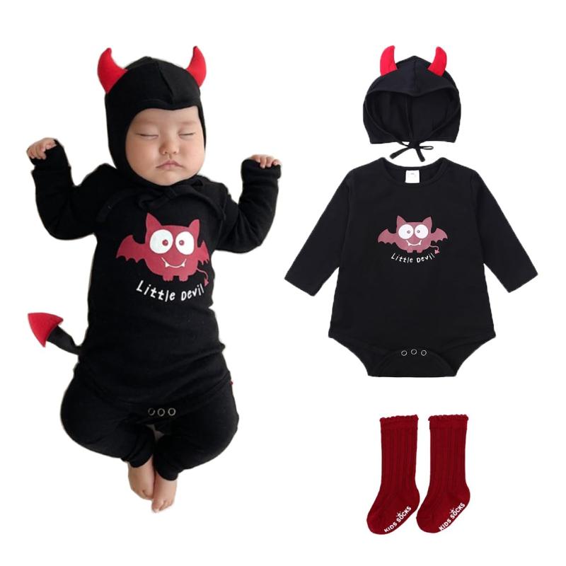 [TUPOLILI] ハロウィン 衣装 3点セット 子供 仮装 ロンパース かわいい 猫耳