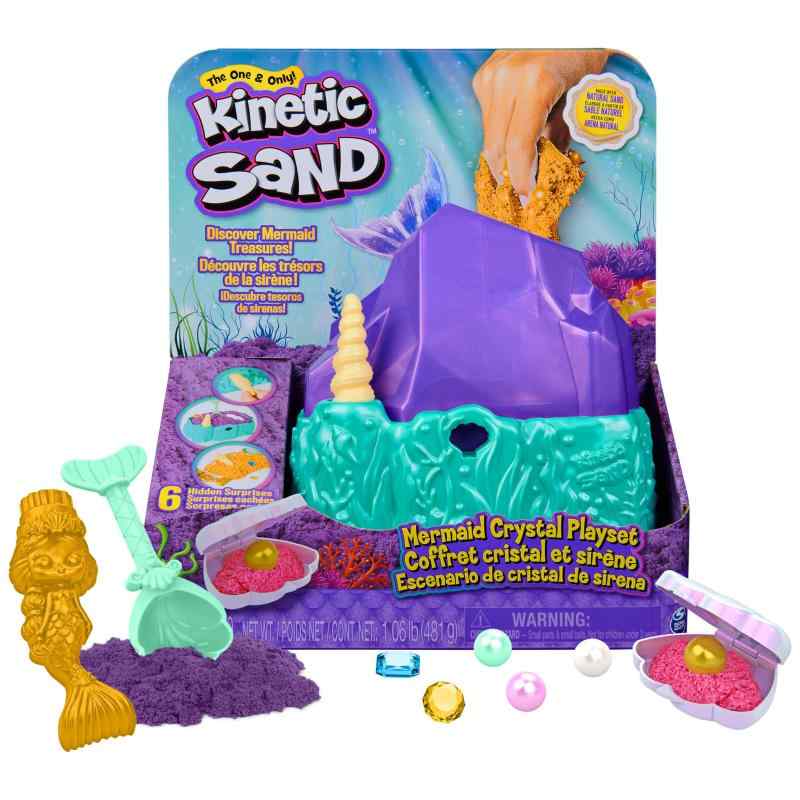 Mermaid Crystal Playset, Over 1lbs of Play Sand, Gold Shimmer Sand, Storage and Tools, Sensory Toys for Kids Ages 3 and up