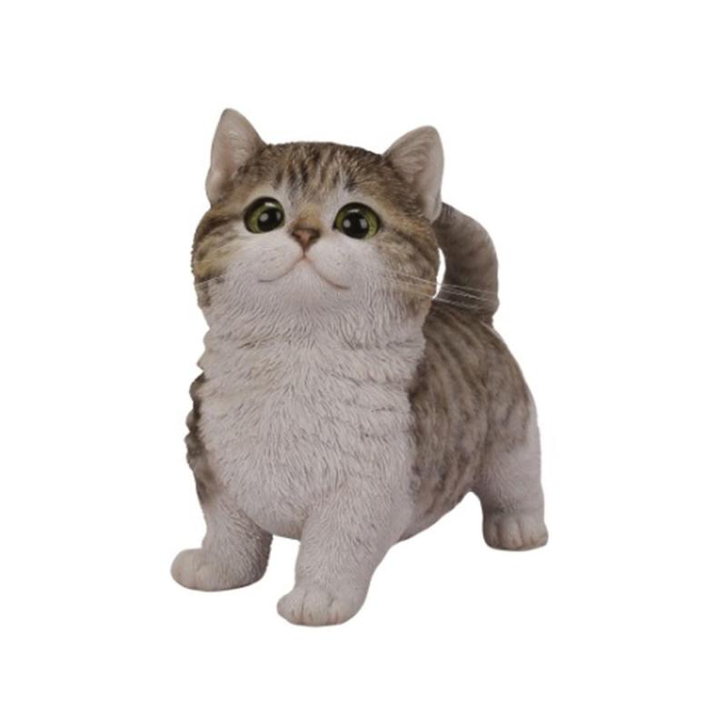 ウービア マンチカン サバトラ白 16×8.5×15cm 人形 フィギュア 置き物 アニマル 動物 ガーデン 装飾 リアル かわいい ネコ H24086-2A