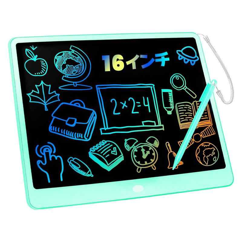 Tecnock お絵かきボード 16インチ 大画面 電子メモパッド 高輝度 ワンタッチ消去 ロック機能 スペン収..