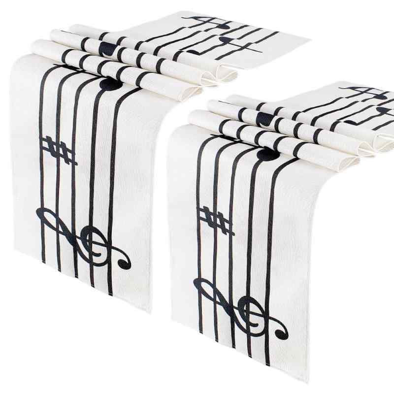 PH PandaHall 音符柄テーブルランナー 2枚セット 幅 33cm テーブルランナー ピアノ ポリエステル製 テ..