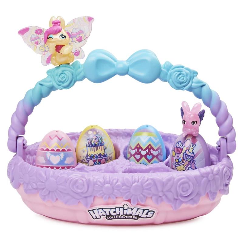 Hatchimals CollEGGtibles うまれて ウーモ ミニ ファミリー スプリング トイ バスケット , Family Spring Toy Basket with 6 Bunny