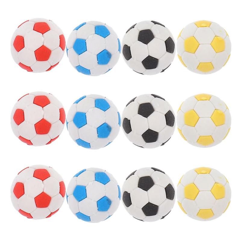 Alasum 消しゴム 小学生 可愛い サッカーボール型 12点セット 黒 赤 青 黄 鉛筆 練り消し 文房具 学習用 お絵 デッサン用