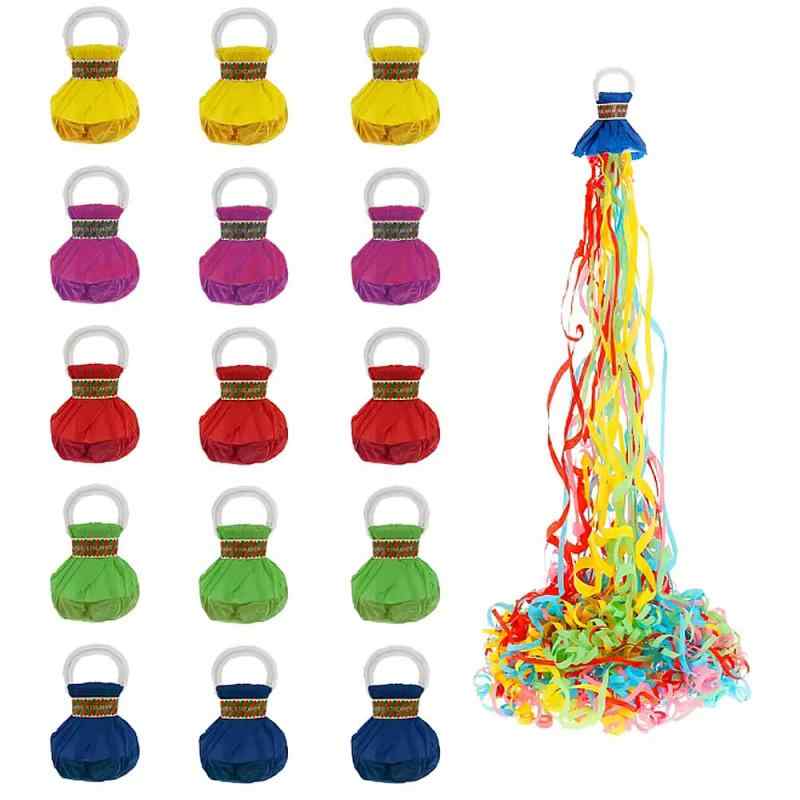 YBGGJO 散らからないクラッカー 15個セット 色はランダム 5色 手投げストリーマー 雰囲気作り 紙吹雪 ..