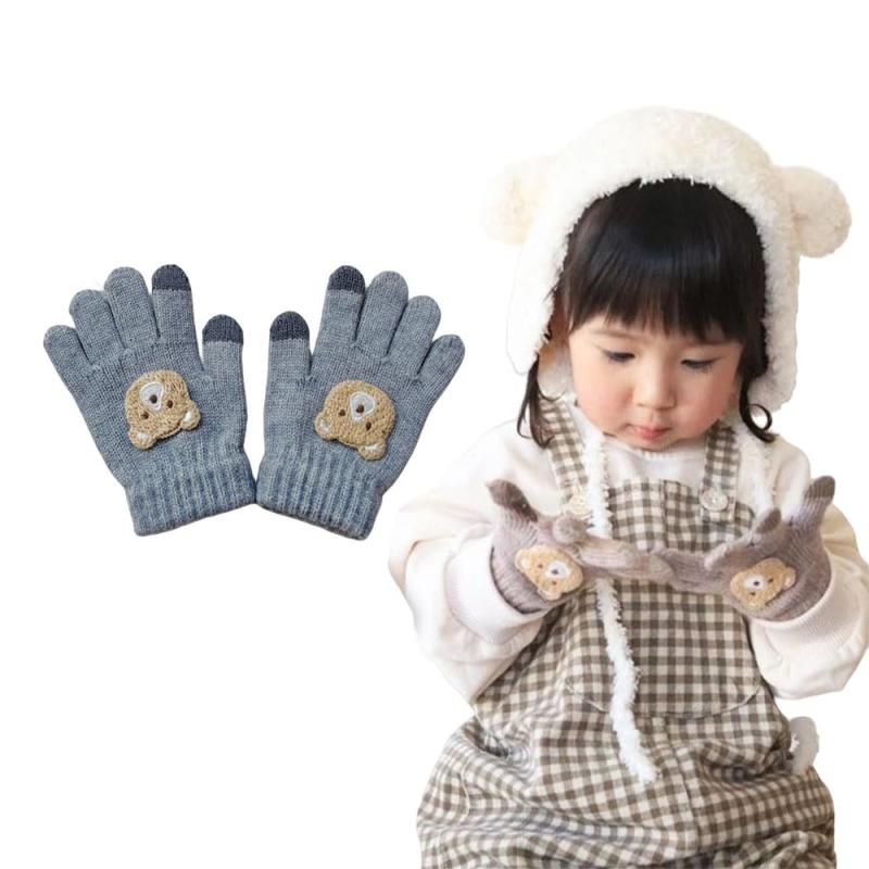 樂天商城 - [VNGOLERRY] 手袋 キッズ手袋 ベビー 子供 ニット手袋 グローブ 男の子 女の子 五本指 厚み 秋 冬 防寒 お出かけ クマ ギフト プレゼント 雪遊び 雪 暖かい 可愛い