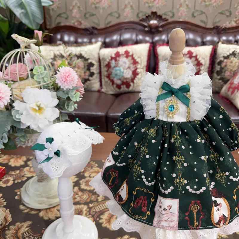 HAMRETHYPPZ 1/4 1/6 1/3 BJD 球体関節人形 ドレス ドール コスチューム 人形メイド服 球体関節人形着せ替え レトロ且つエレガントなBJD人形用ディープグリーンレースドレスセット 可愛いパーティ