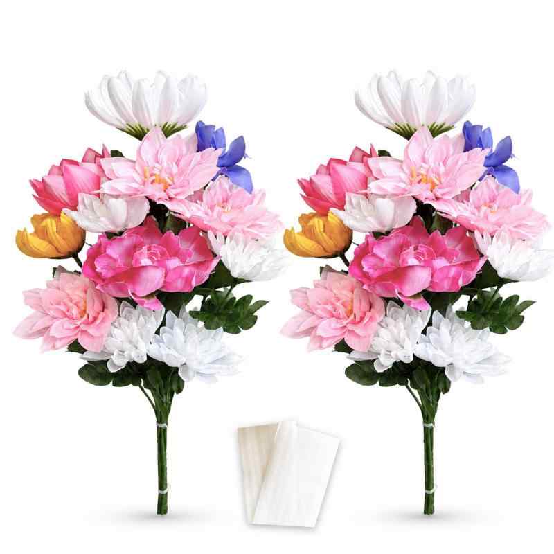 造花 はなこ 【 お供え 造花 】 お墓 墓用 墓花 仏壇用 仏花 仏壇 仏壇花 2束組 Ver.ml-w