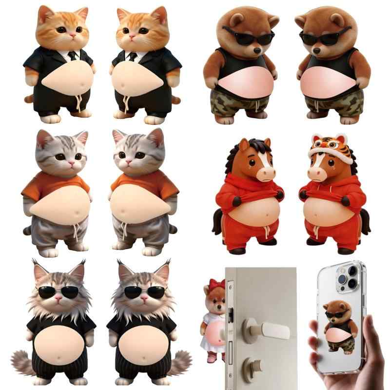 猫 お腹 シール 動物 ぷにぷにシール 3D立体 柔らかい 10枚セット｜犬 ねこ 馬 キャラクター かわいい 大きな腹 ステッカー ストレス解消 おもちゃ｜DIY 手帳 スマホケース 水筒 デコレーショ inasuteppu-10244658 イナノカショップ サンプル画像2