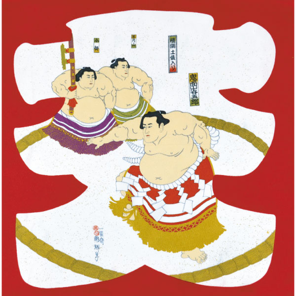 ちりめん風呂敷浮世絵 中巾約45cm×47cm 1枚入 2334#101 メール便可｜お取り寄せ品 中幅 大入り INAZUMA 京ちりめん 風呂敷 レーヨン 風呂敷バッグ 制作 風呂敷バッグ エコバッグ レジカゴバッグ 贈答品包み 2334101