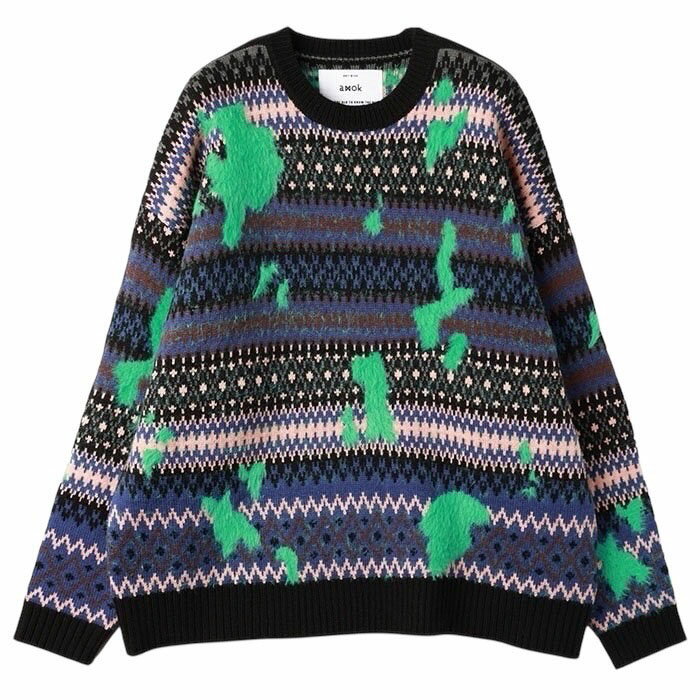 【amok ノルディックスイッチングニット】 amok アモク NORDIC SWITCHING KNIT black amok-252038