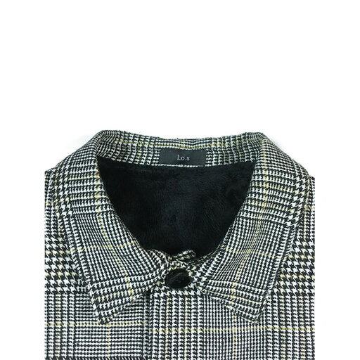 【SALE セール】 【ラス ファー付きショートワークジャケット】 l.o.s ラス Short check work jacket inside fur gray x yellow los-JKT21A07W