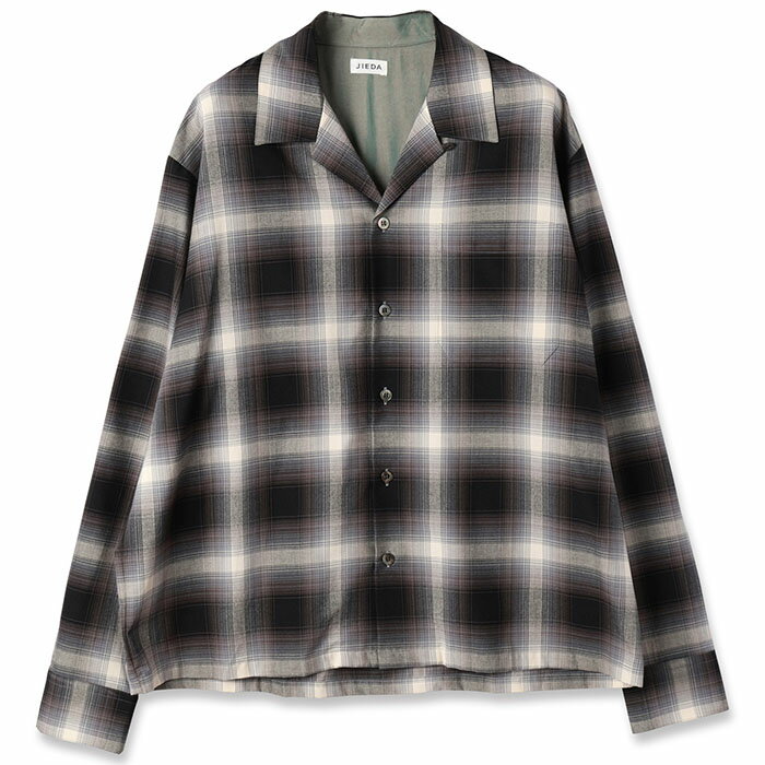 【ジエダ ボーンチェックシャツ】 JieDa ジエダ CHECK OPEN COLLAR SHIRT black JieDa-JIE-26S-SH03-A
