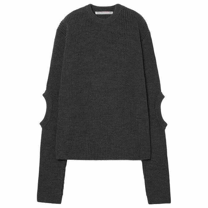 【SALE セール】 【ジョンローレンスサリバン エルボーホールニット】JOHN LAWRENCE SULLIVAN ジョンローレンスサリバン Elbow hole rib knit sweater grey JLS-4B003-0123-35