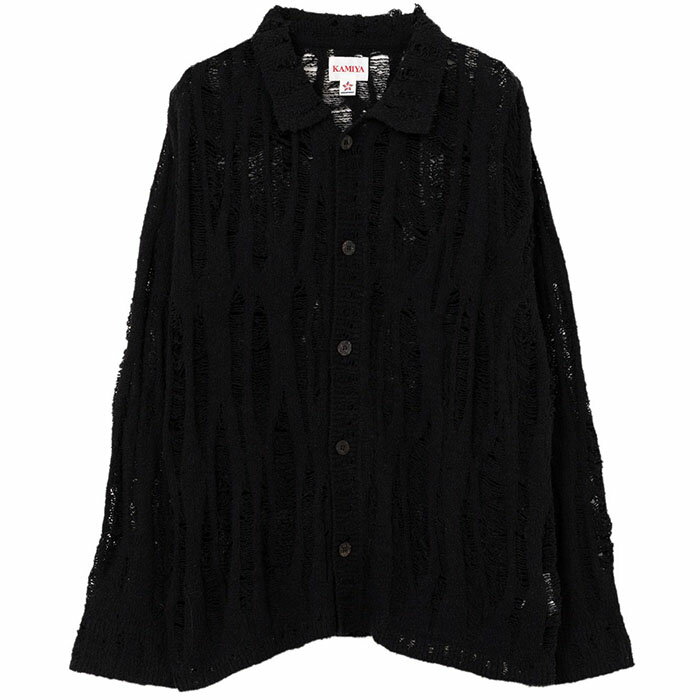 【KAMIYA ダメージニットカーディガン】 KAMIYA カミヤ Distressed knit cardigan black KAMIYA-G14CD062のサムネイル