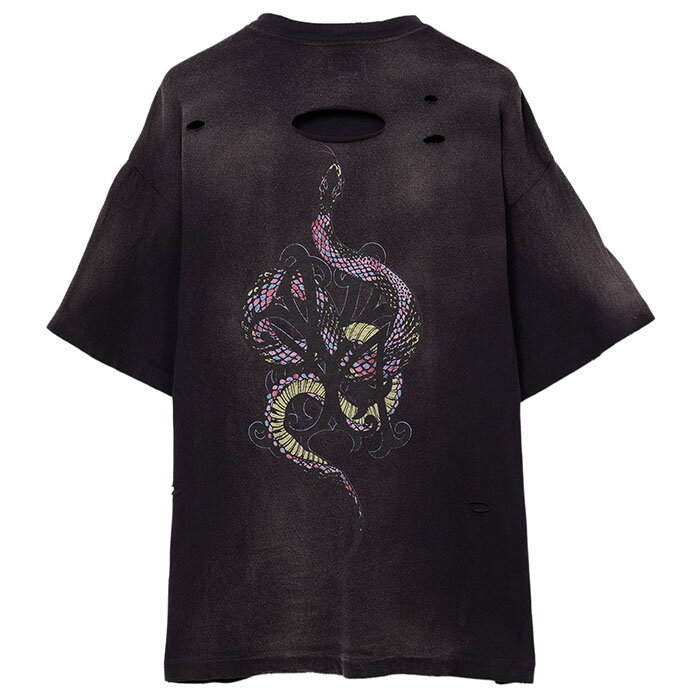 【スーパーセール SALE】【KAMIYA スネークダメージTシャツ】 KAMIYA カミヤ KMY SNAKE Distressed Tee black KAMIYA-G14TS080