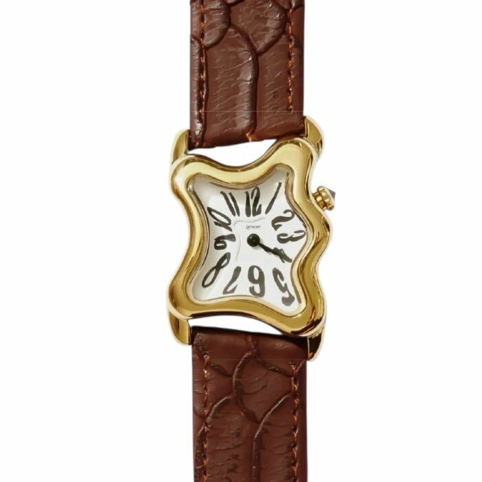 �ڹ��������ʡۡڥ�ե��� ���ƥ��󥰥����å��� LAPHONT ��ե��� Ooblong Watch Gold Case Brown Band White D...