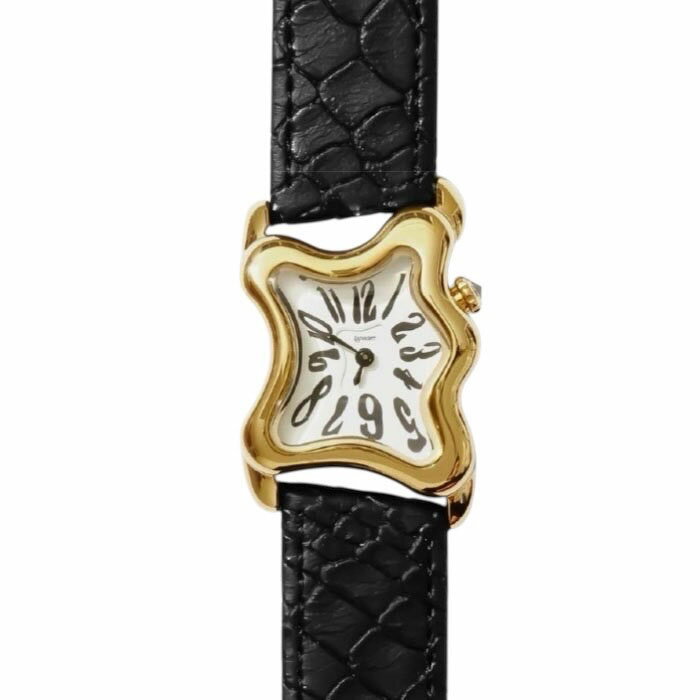 �ڹ��������ʡۡڥ�ե��� ���ƥ��󥰥����å��� LAPHONT ��ե��� Ooblong Watch Gold Case Black Band White D...