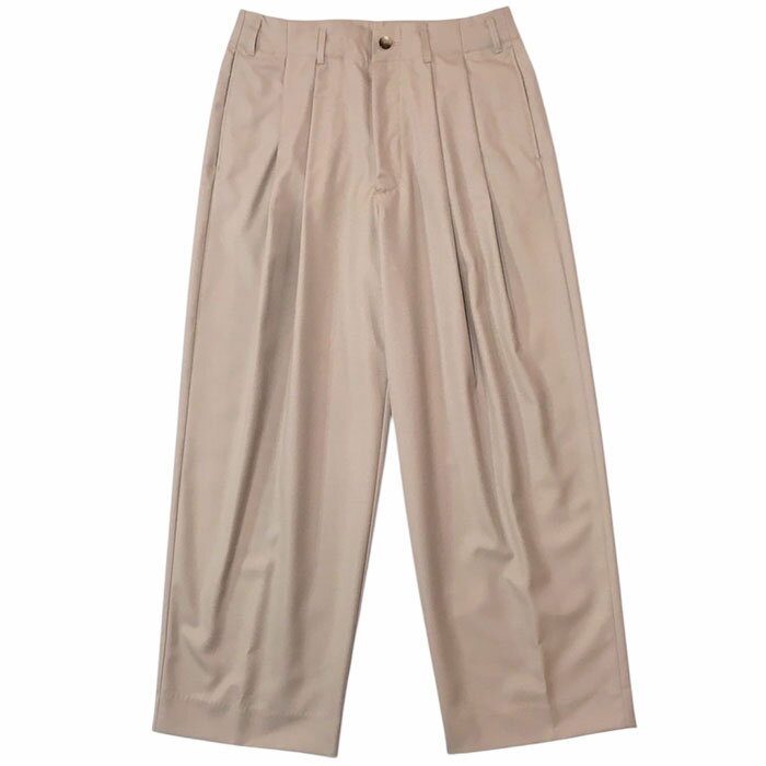 Rakuten - 【SALE セール】【マイビューティフルランドレット ハイツイストツイル2タックパンツ】【UNISEX】my beautiful landlet マイビューティフルランドレット MACHINE WASHADLE WOOL TUCK WIDE PANTS beige MBL-TCPT