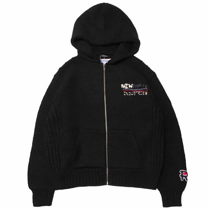 【ライスナインテン ハンドニットパーカー】RICE NINE TEN ライスナインテン Hand Knit Zip Up Hooded Sweater black RICENINETEN-HKN-ZHD