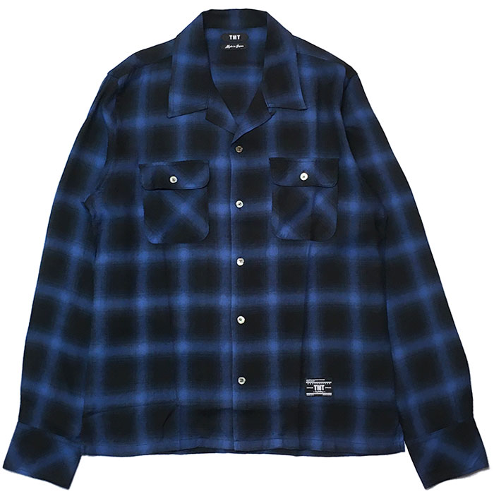 TMT LSL RAYON TWILL OMBRE CHECK SHIRTS blue tmt-TSH-S19IN01