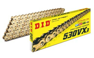 DID 530VX3-100L FJ(軽圧力クリップ) GOLD 4525516466158　大同工業株式会社 D.I.D バイクチェーン