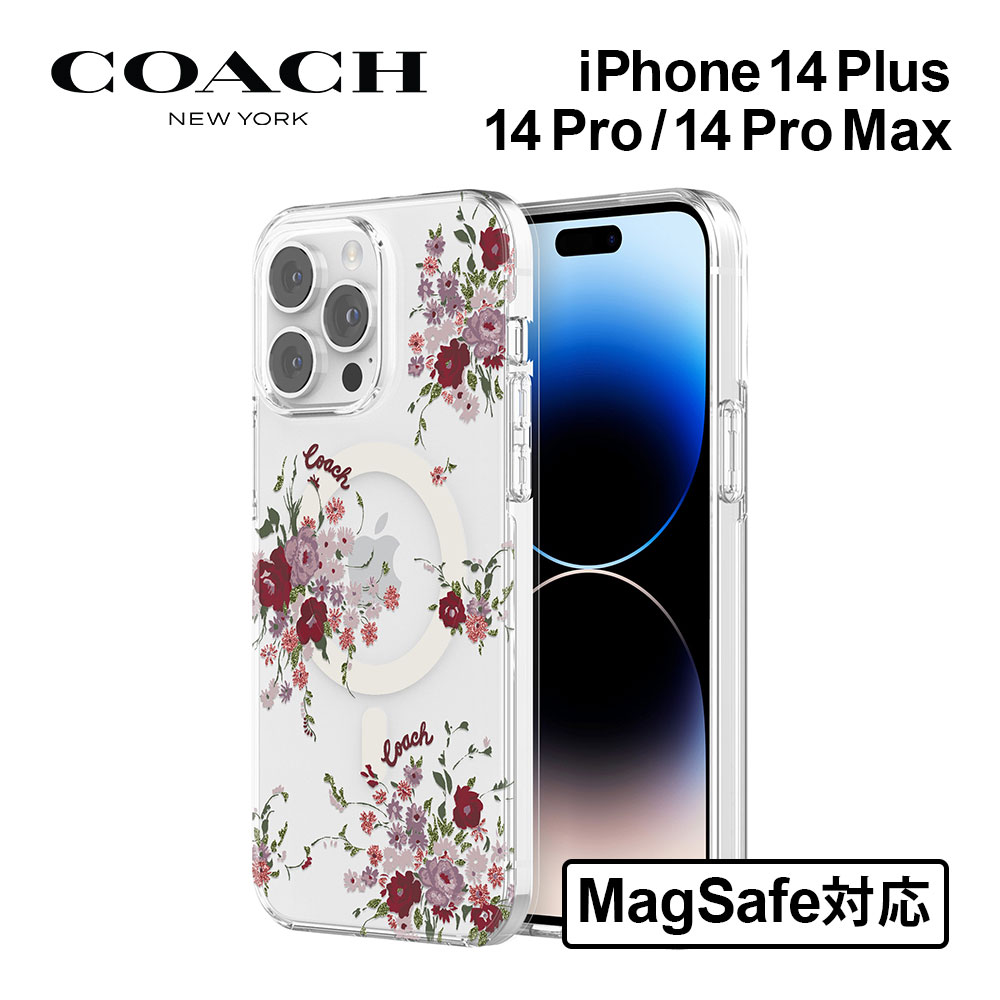 SALE期間最大1,000円OFFクーポン  コーチ iPhone 14plus 14promax ケース MagSafe対応 COACH Protective Case スマホケース カバー ブランド 花柄 レディース 女性 大人 スリム 薄型 お洒落 おしゃれ 軽量 耐衝撃