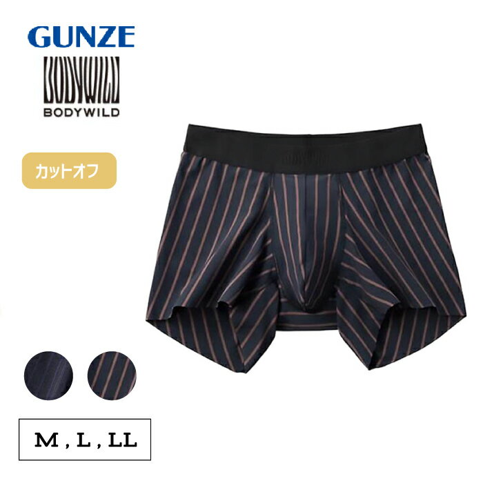 Gunze - グンゼ ボディワイルド ボクサーパンツ BLACK DESIGN 前とじ カットオフ 軽量 M/L/LL ストライプ柄 メンズ ナイロン 下着 肌着 インナー BWW000A GUNZE