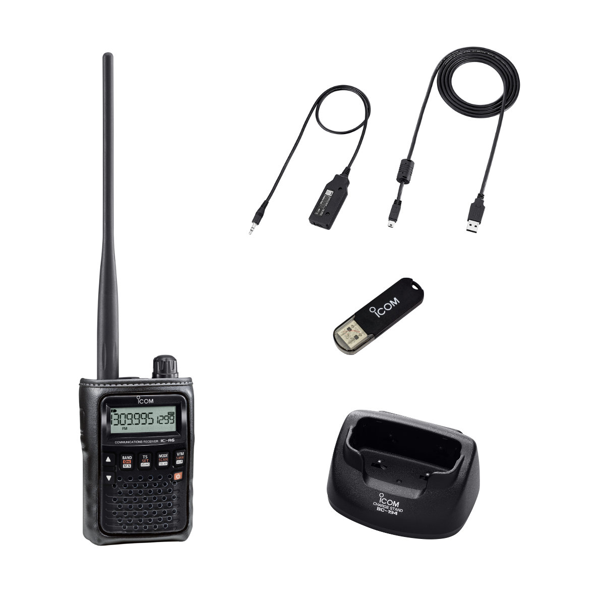 IC-R6 受信改造済+BC-194+LC-146A+OPC-478UD+CS-R6の5点セット