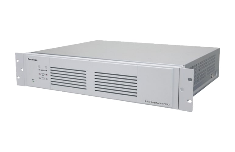パナソニック独自のシングルエンド方式により、WU-PD182は従来の当社製アナログアンプWU-P53に対して（WU-PD122は従来の当社製アナログアンプWU-P52 2台使用に対して）消費電力約73 ％削減を実現します（電気用品安全法による）。 WU-PD182は180 W 2チャンネル（WU-PD122は120 W 2チャンネル）で、省スペース化を実現。360 W（WU-PD122は240 W）1チャンネルとしても使用可能。 それぞれ2 台まで並列接続可能。アナログアンプWU-P51 ／ P52 とは本機1台を含めて3 台まで、WU-P53 とは本機1台を含めて2 台まで並列接続可能。WU-PD122とWU-PD182の並列接続は最大2台までです。 音声信号レベル表示により運用状況の確認が可能。万一の異常時もひと目で状況を確認でき、迅速に対応可能。