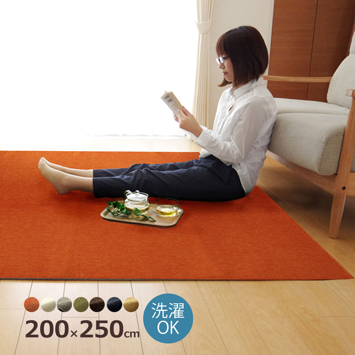 【11/27まで最大P10倍】ラグ ラグマット おしゃれ 200×250 カーペット 洗える 洗濯機 丸洗い 撥水加工 短毛 薄手 滑り止め ホットカーペット対応 床暖房対応 北欧 シンプル モダン ベージュ グリーン グレー ホワイト アイボリー オレンジ オールシーズン