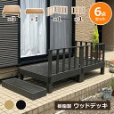 【クーポン配布中】ウッドデッキ 組合せ6点セット 本体3 ステップ1 コーナーパネル1 サイドパネル1 人工木 樹脂 ベランダ テラス 縁側 庭 縁台 DIY ...