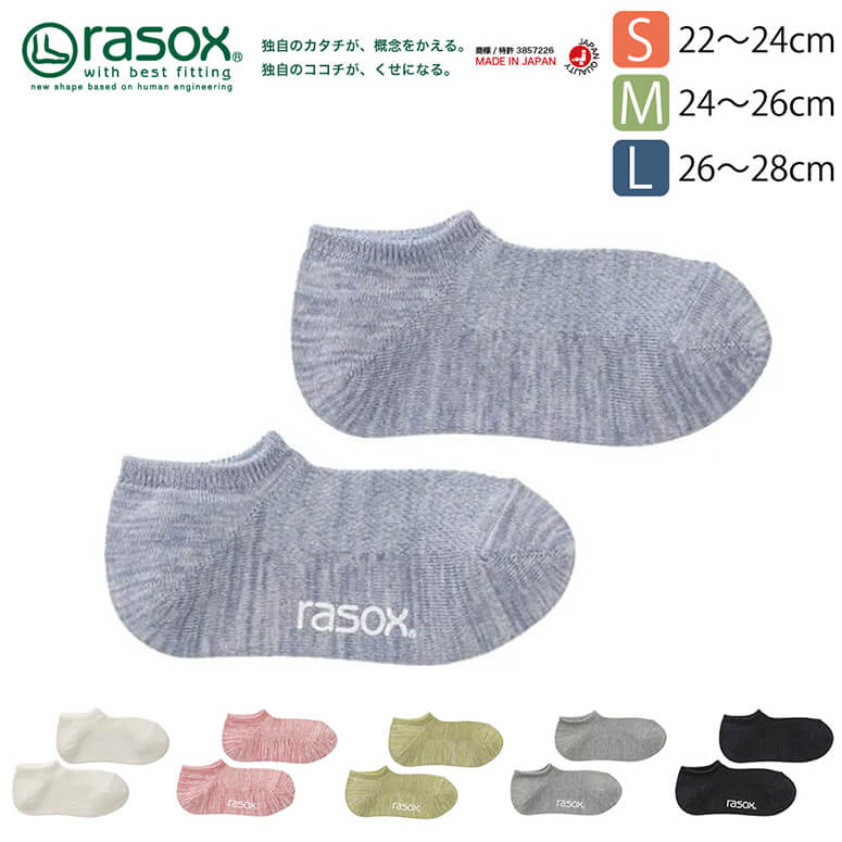 ★期間限定・ポイント15倍商品★【送料無料】rasox(ラソックス) クールネス スニーカー ソックス L字型 靴下 くつ下 メンズ レディース 日本製
