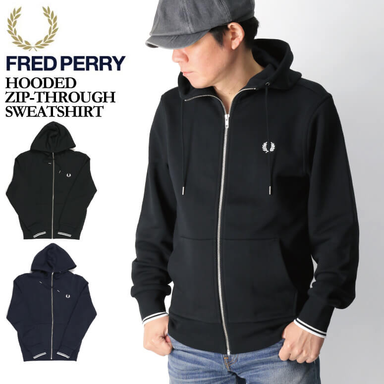 フレッドペリー パーカー（メンズ） ★期間限定・ポイント15倍商品★【送料無料】FRED PERRY(フレッドペリー) フード スルー ジップ パーカー フルジップ パーカー 裏毛 メンズ レディース