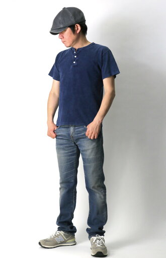 ★期間限定・ポイント15倍商品★ 【送料無料】Good On(グッドオン) ショートスリーブ ヘンリーネック Tシャツ【インディゴ染め】シリーズ Tシャツ カットソー メンズ レディース プレゼント