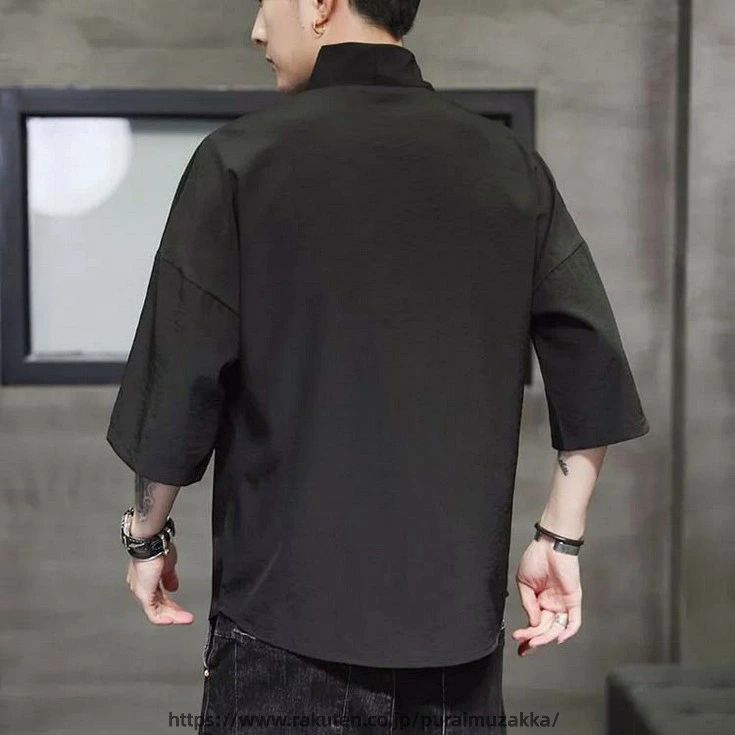 indetail selectのシャツ 半襦袢 五分袖 男性 半襦袢 黒 Vネック 下着 半袖 着物 洗える 襦袢 メンズ 肌着 半襦袢 作務衣 白 和装 インナー Tシャツ 浴衣｜アングル3