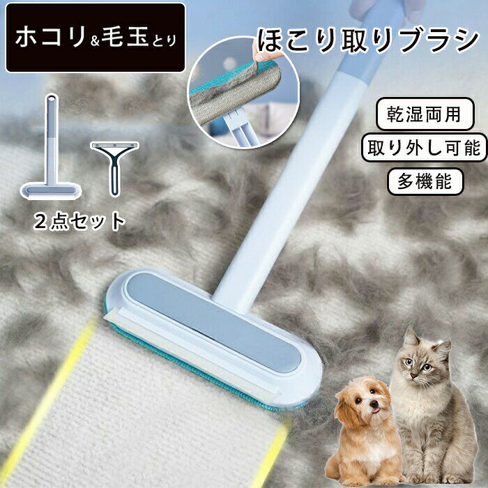 ほこり取りブラシ ペットブラシ 猫 犬 抜け毛取り 2点セット 犬の毛 猫の毛 除毛 ホコリ取り 毛玉とり 短毛 長毛 抜毛 マフラー スカー